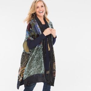 Chico’s Animal Scroll Velvet Burnout Ruana Wrap